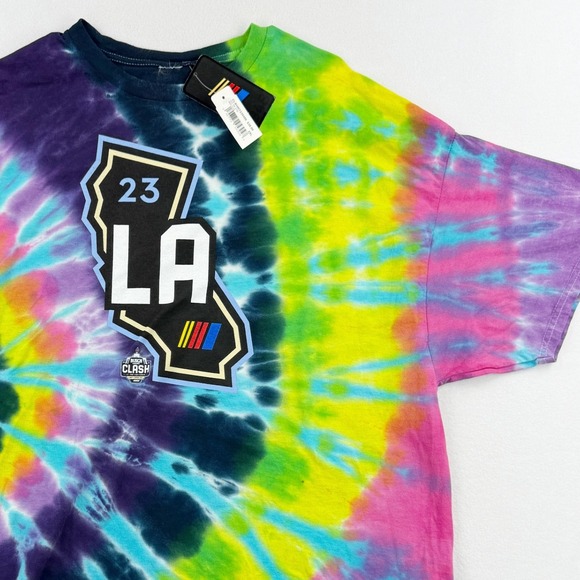 New‎ NASCAR LA Los Angeles 2023 Tie Dye T-Shirt Size 2XL Mens Purple Green NWT - Picture 1 of 7